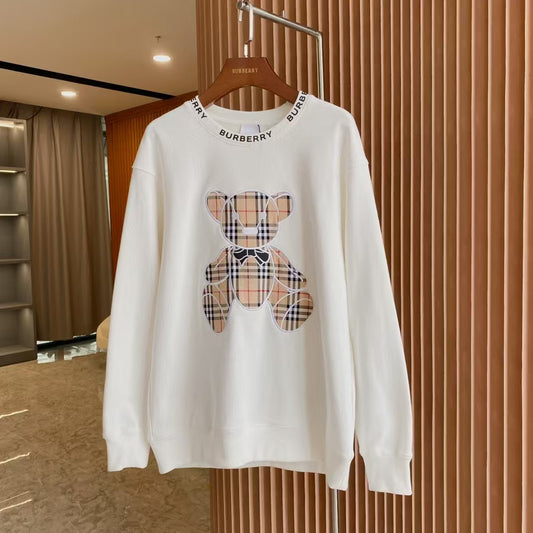 Embroidered checkered cotton loose hoodie