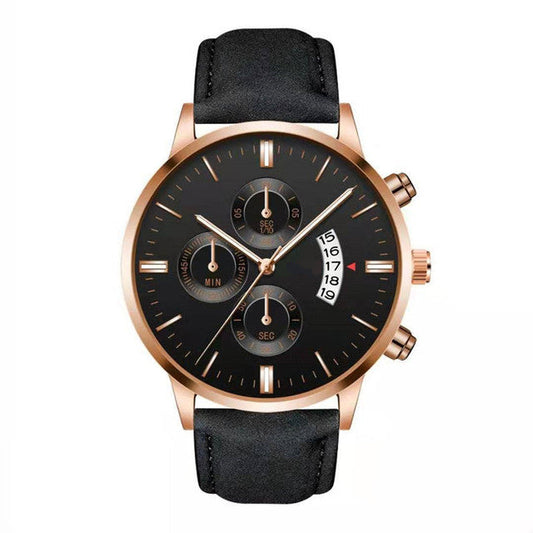 Men's Business Quartz Watches Stainless Steel Round Dial Casual Wristwatch