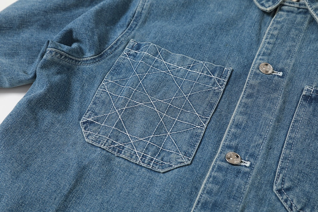 24FW Cannage Embroidered Denim Jacket